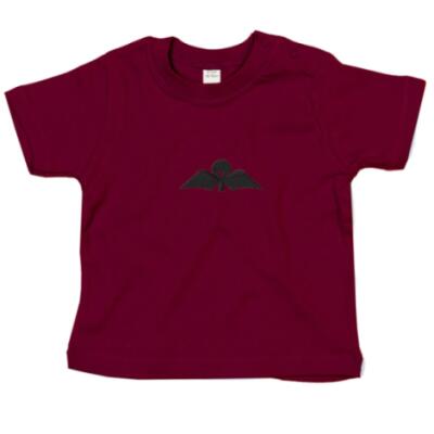 Baby T-Shirt - Maroon - Jump Wings (Black Subdued)