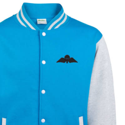 Kids Varsity Jacket - Light Blue / Grey - Jump Wings (Black Subdued)