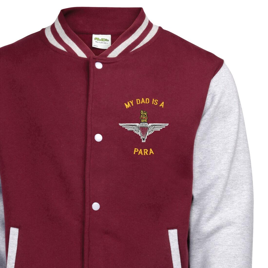 Kids Varsity Jacket - Maroon / Grey - My Dad Is A Para (Para)