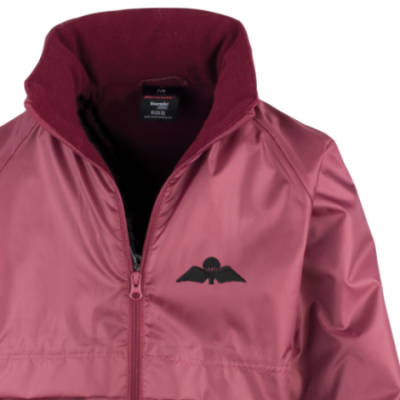 Kids Lightweight Waterproof Jacket - Maroon - Jump Wings (Black Subdued)