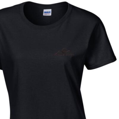 Lady's Crew Neck T-Shirt - Black - Jump Wings (Black Subdued)