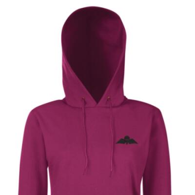 Lady's Hoody - Maroon - Jump Wings (Black Subdued)