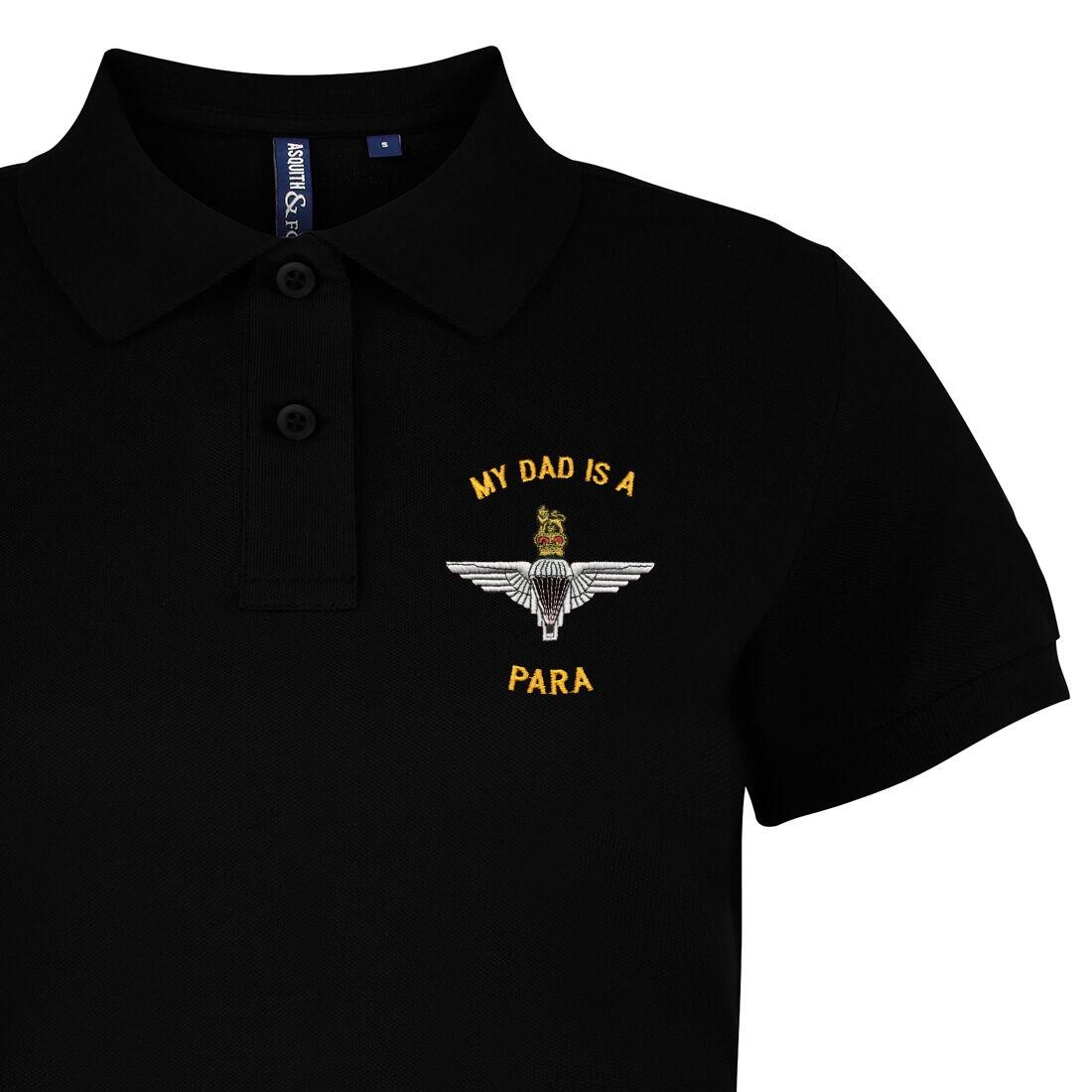 Lady's Polo Shirt - Black - My Dad Is A Para (Para)