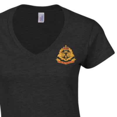 Lady's V-Neck T-Shirt - Black - Airborne RMP