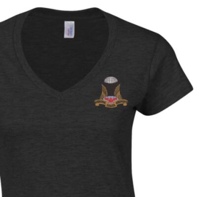 Lady's V-Neck T-Shirt - Black - Canada Airborne