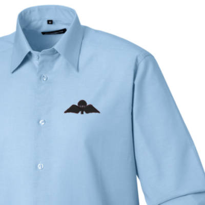 Long Sleeved Shirt - Oxford Blue - Jump Wings (Black Subdued)