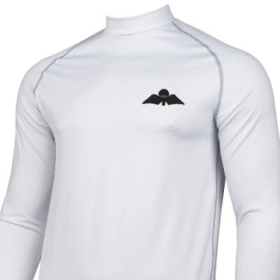 Long Sleeved Thermal Top - White - Jump Wings (Black Subdued)