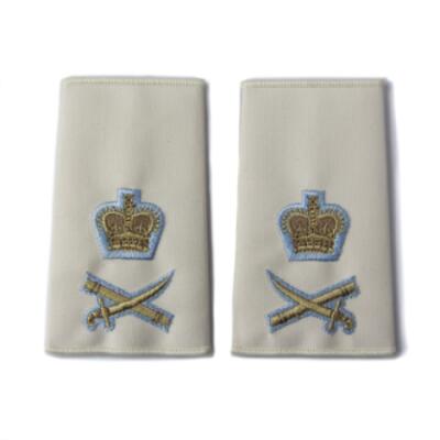 *CLEARANCE* Officer Rank Slide Pair - Lt General - Parchment (Queen's Crown, Parachute Regiment)