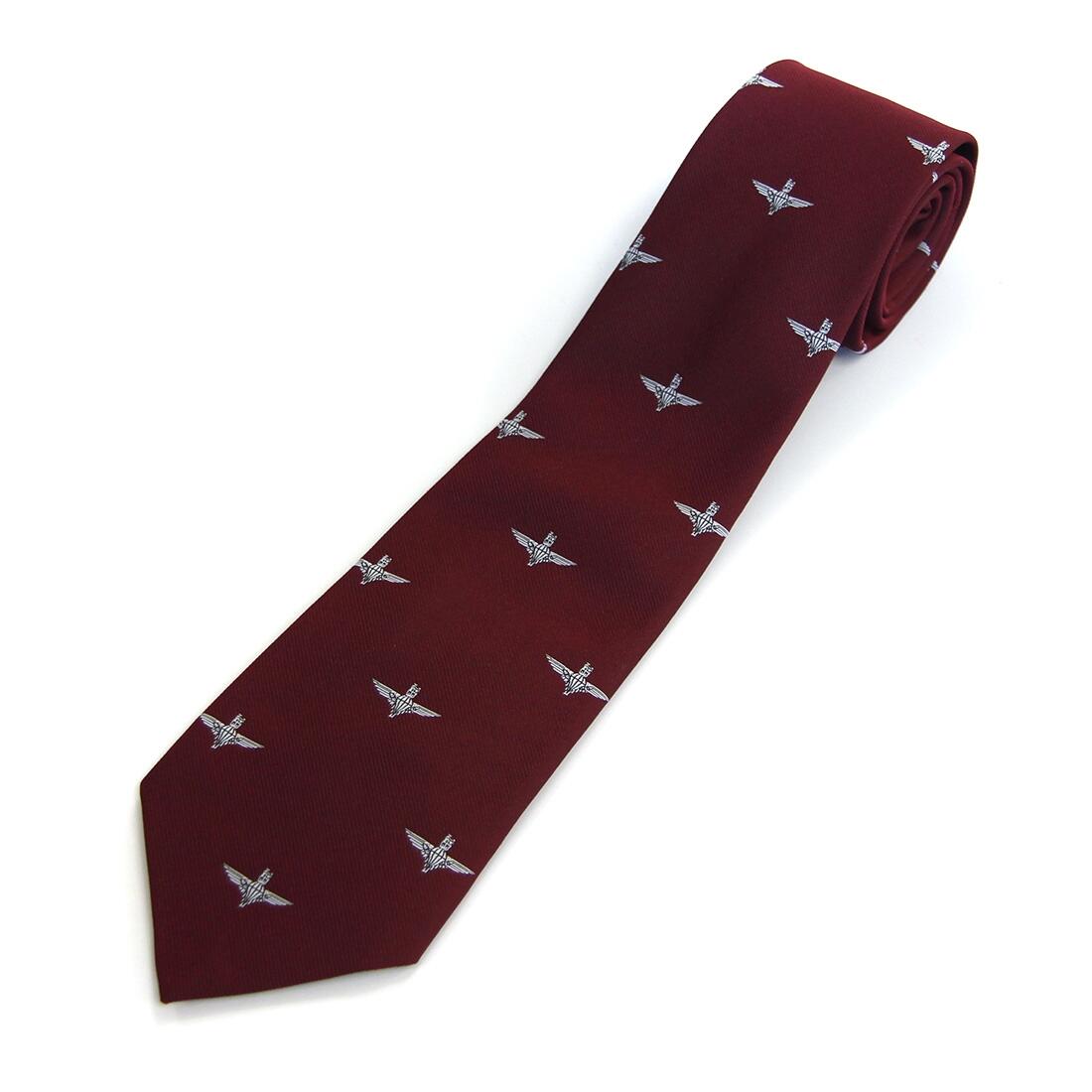 Tie, Para Cap Badge on Maroon (Polyester)