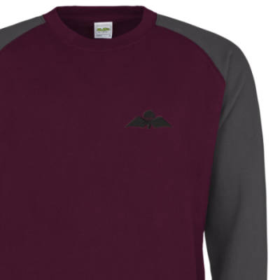 Two-Tone Sweatshirt - Maroon / Grey - Jump Wings (Black Subdued)