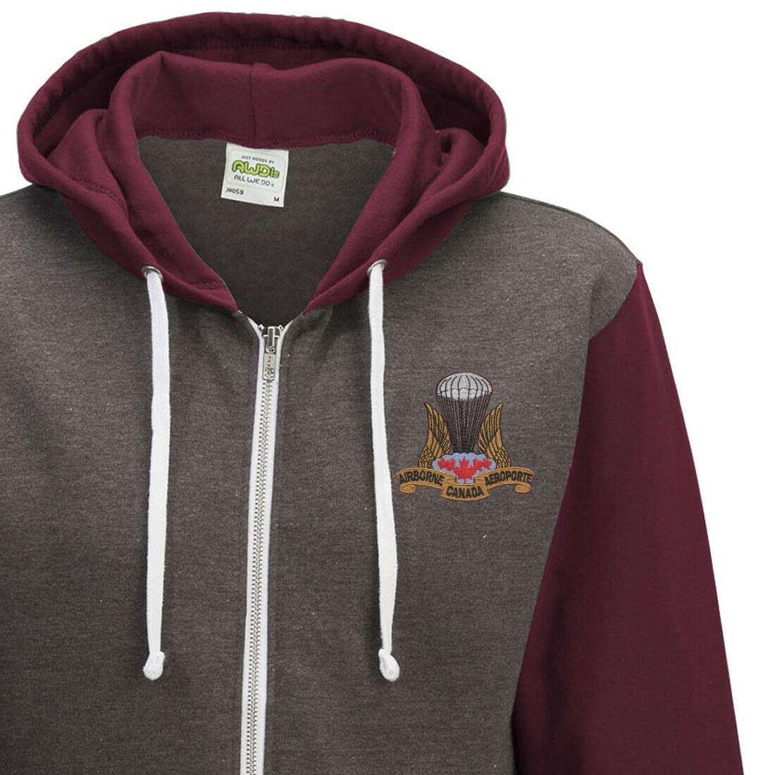 *CLEARANCE* Two-Tone Zip Up Hoody, XL, Maroon, Canada Airborne