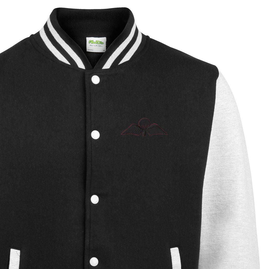 Varsity Jacket- Jump Wings (Black Subdued) - The Airborne Shop