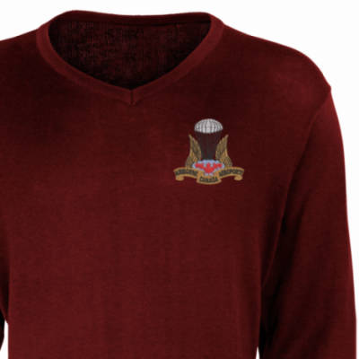 V-Neck Pullover / Sweater - Maroon - Canada Airborne