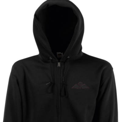 Zip Up Hoody - Black - Jump Wings (Black Subdued)