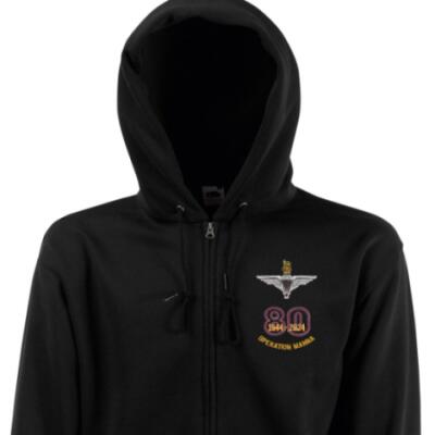 Zip Up Hoody - Black - Operation Manna 80th (Para)